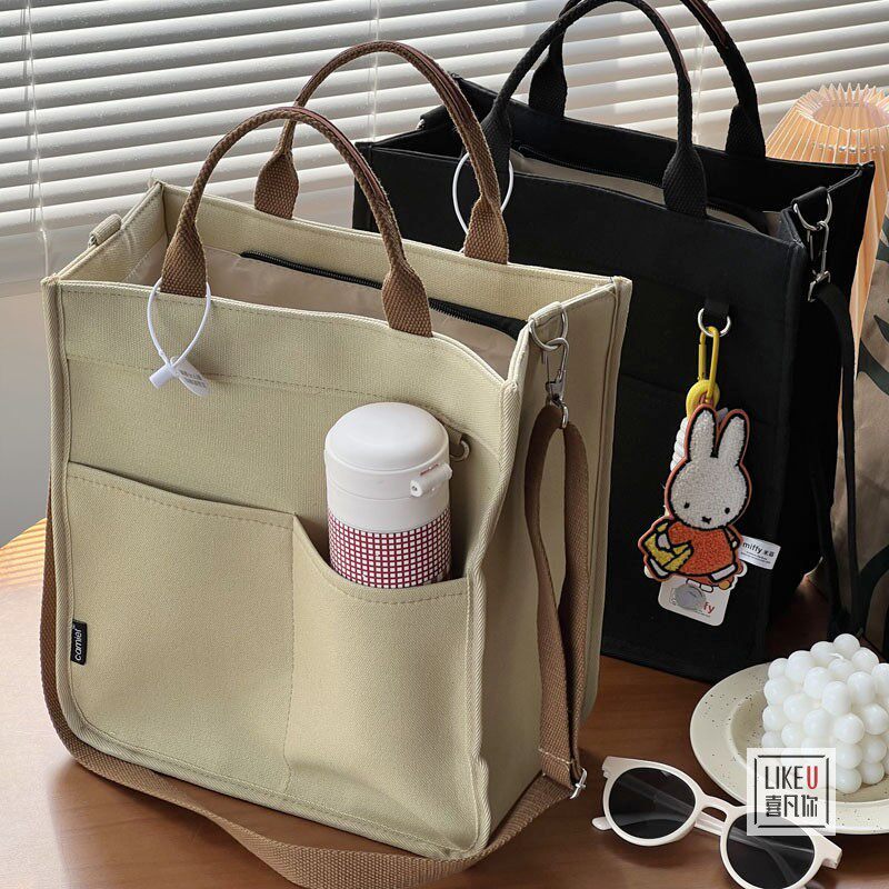 gental women กระเป๋าผ้าใบ กระเป๋าสะพาย หนาสบายๆนักเรียนไหล่ Satchel กระเป๋าสะพายข้างซิป