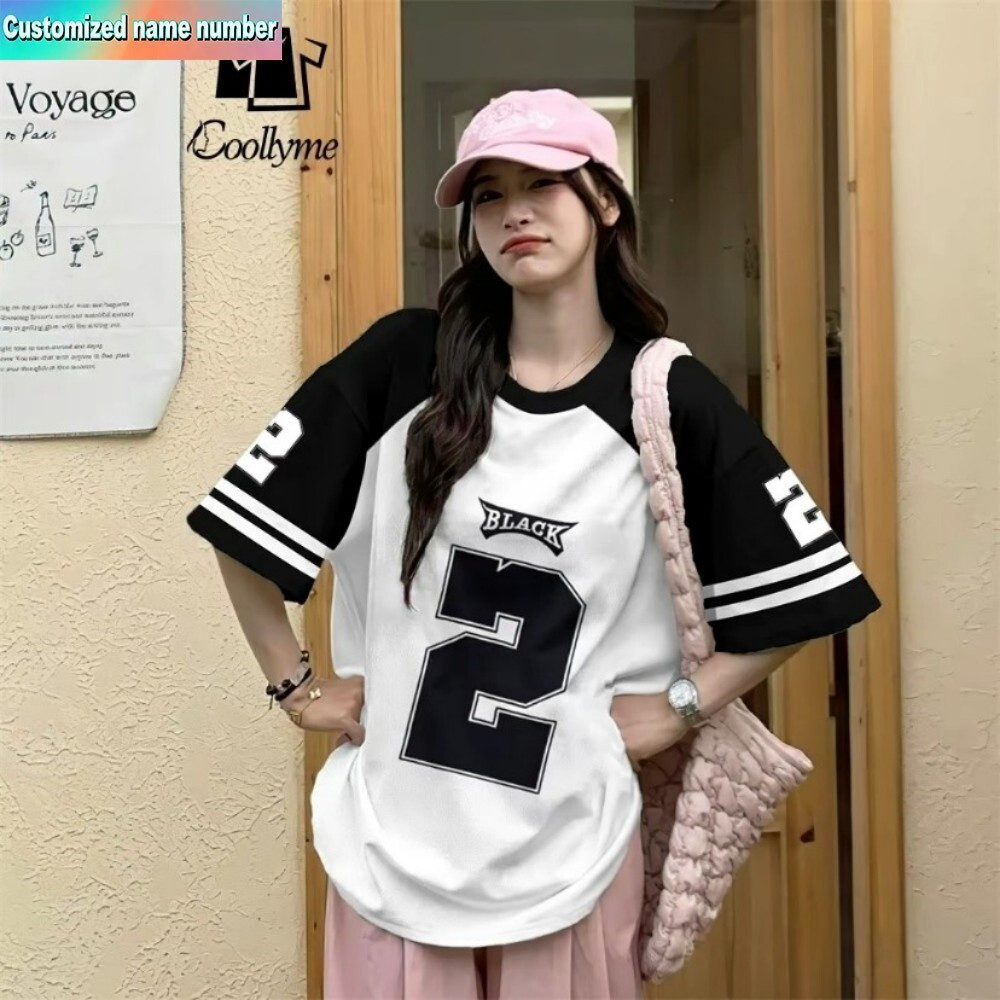 เสื้อเจอร์ซีย์ผู้หญิง คอกลมดีไซน์ใหม่สำหรับกีฬากลางแจ้ง | การปรับแต่งชื่อและหมายเลขฟรี