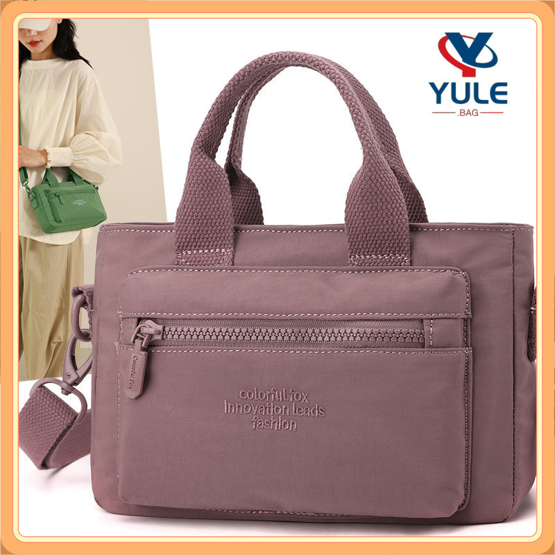 YULE 3 in 1 กระเป๋าถือหรูหราหญิง-ไนลอนกันน้ํากระเป๋าข้ามร่างกายช่องด้านในกระเป๋าเดินทางข้ามร่างกายป้องกันการโจรกรรม