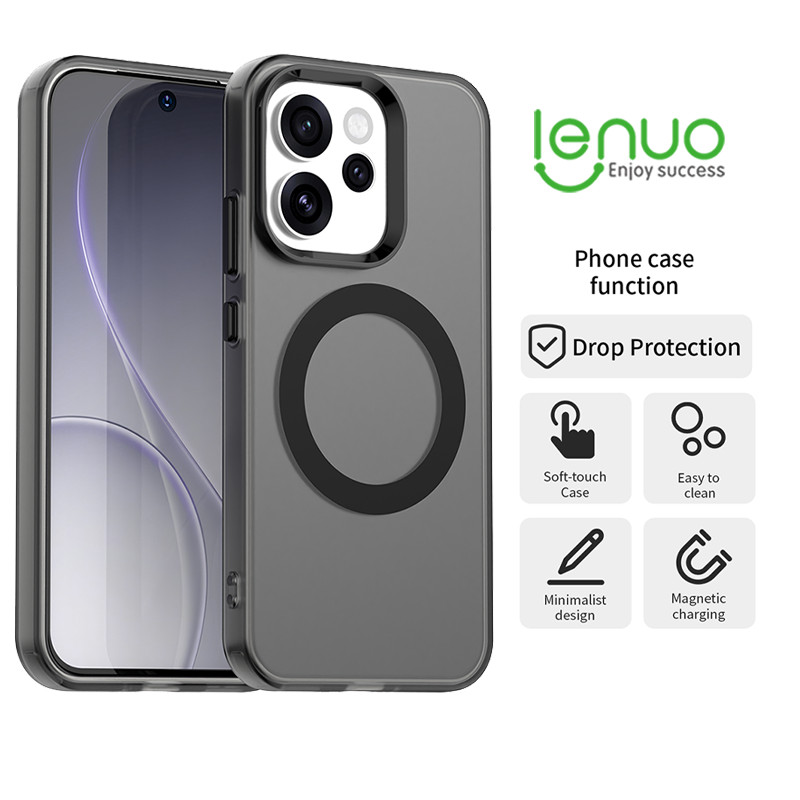 Lenuo Magnetic MatteสําหรับOPPO Reno 15 14 13 12 Pro 15 Pro Max 14F 13F 12F 5Gปลอกสีลูกกวาดโปร่งใสแผ่นดินไหวบางปก