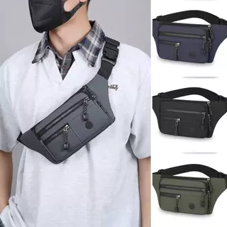 BM-shop2: กระเป๋าคาดอกคาดเอว ชายหญิง มี4ซิป ผ้าใบไนล่อนกันน้ำ D014