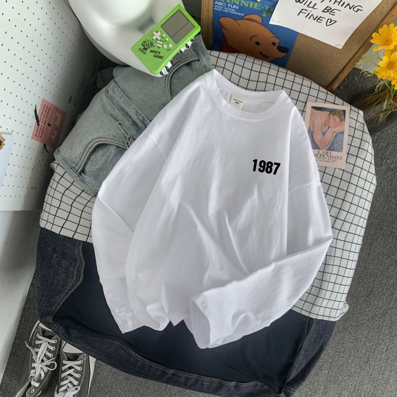 เสื้อหลวมนักเรียนPlusแขนยาวพิมพ์แฟชั่นอินเทรนด์สบายๆหญิงNicheฤดูใบไม้ร่วงด้านบนTchicรอบคอCODคู่สไตล์