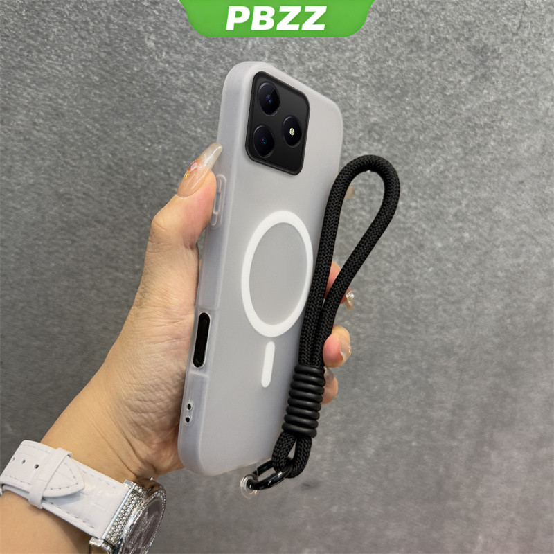PBZZ Jelly สี 2 in 1 สําหรับ realme C63 C53 C51 c61 4g REALME note 50 60 70 60x เคสโทรศัพท์กันกระแทก ดีไซน์ใหม่ความงามพร้อมเชือกเส้นเล็กไร้สายแม่เหล็กสีดํา GDBSWX02