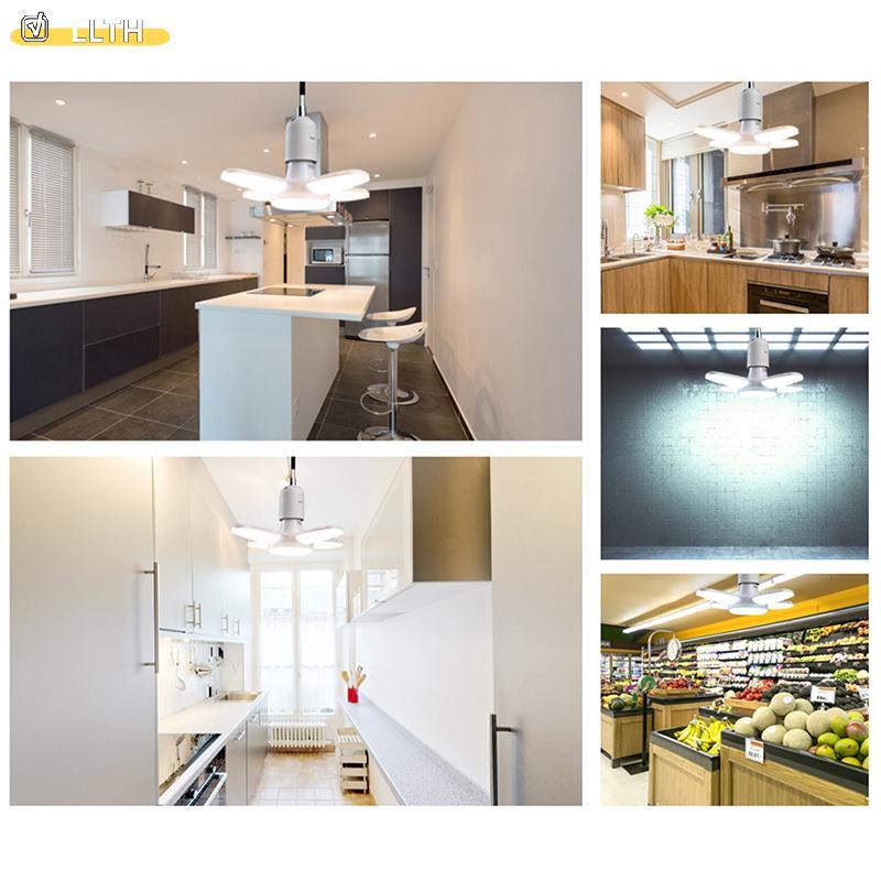 LLTH 1PC E27 หลอดไฟ LED ในร่มหลอดไฟพัดลม Leaf Super Bright ตกแต่งบ้านห้องนั่งเล่นจัดแต่งทรงผมโคมไฟเพ