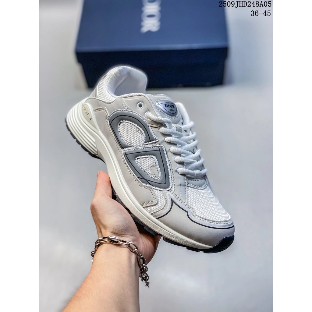 Dior Dior Cross-Border Joint Milky White Stitching with Dior Grey Dior Retro Sports Shoes Dior รองเท