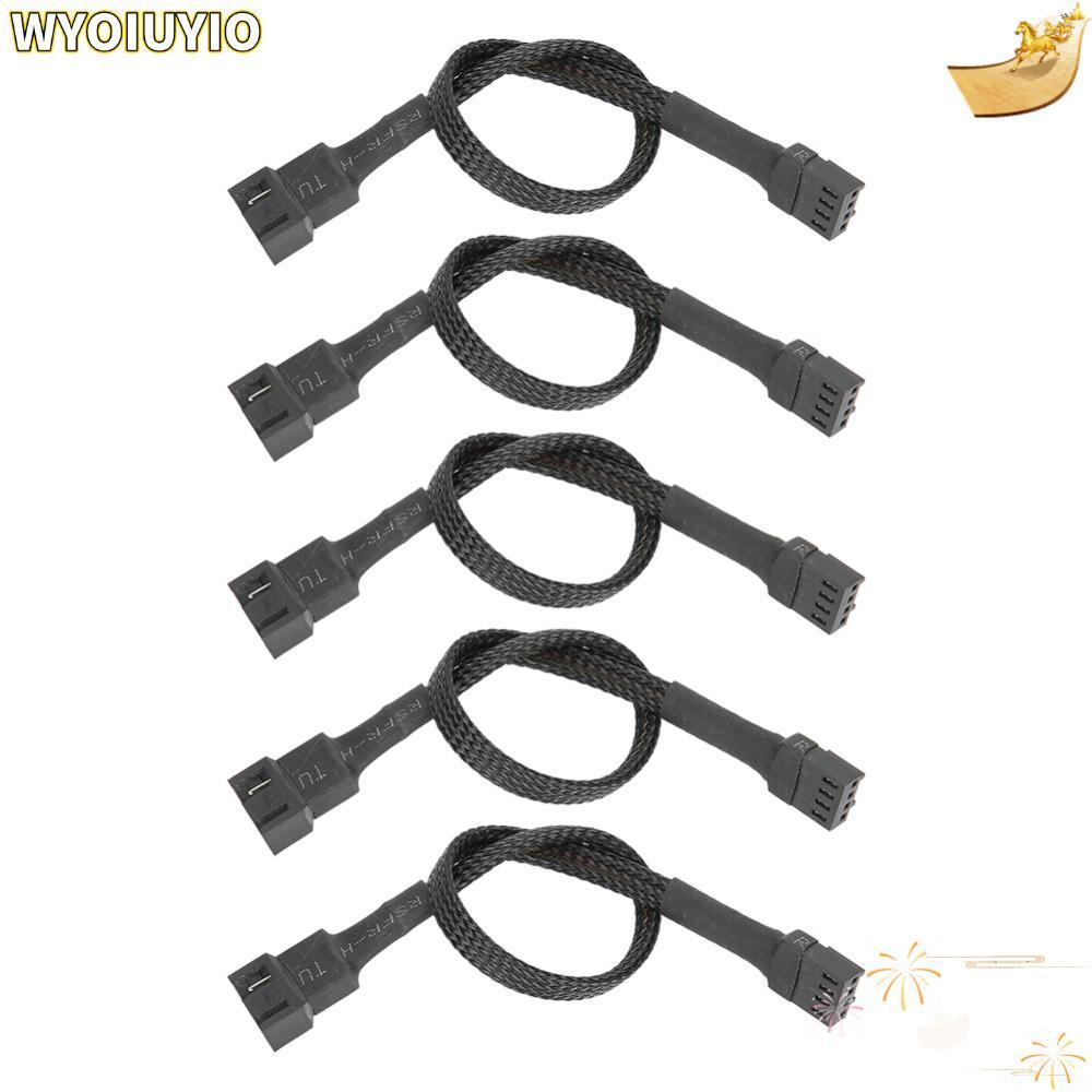 WYOIUYIO 5PCS สายพัดลม PWM, 4 พินสีดําสายต่อ,ปฏิบัติเชือกถัก 30 ซม.สายเมนบอร์ดการเชื่อมต่อเมนบอร์ด