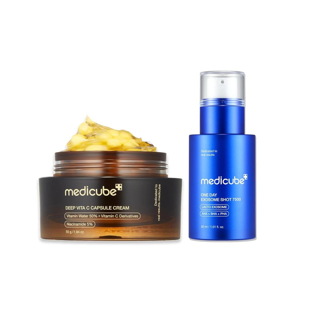 Medicube Flawless Skin: Deep Vitamin C Golden Capsule Face Moisturizer และ Zero Exosome Shot 7,500 P
