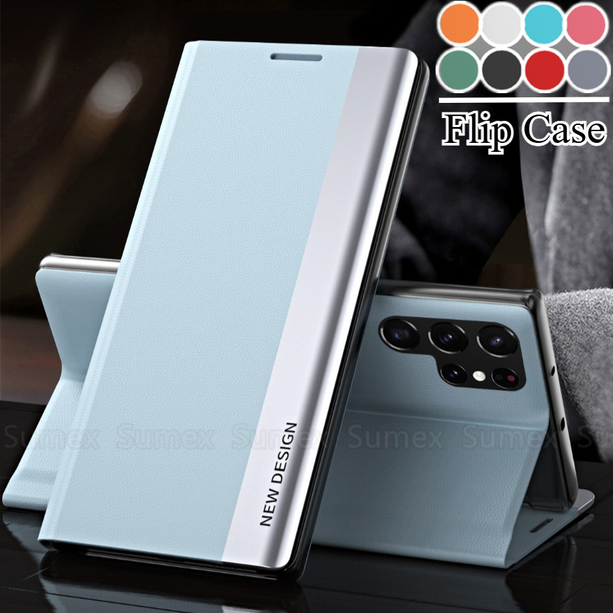 ฝาครอบสําหรับ Samsung Galaxy S26 Ultra Plus S25 Edge S24 FE 5G เคสโทรศัพท์หนัง PC กันกระแทกขาตั้งผู้ถือปลอก S26Ultra S26Plus S25FE S24FE