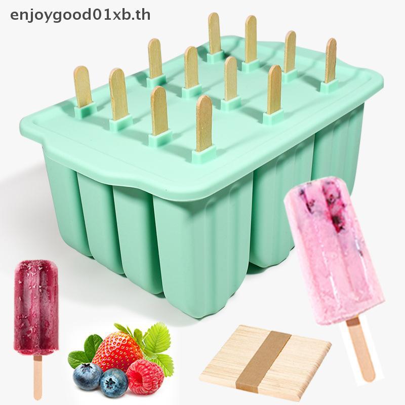 EDTH 12 แม่พิมพ์ไอศกรีมตัดง่าย Demold ซิลิโคน Popsicle ถาดสําหรับตู้แช่แข็งโฮมเมด Ice Cube พร้อมฝาปิดขนมหวานในครัว