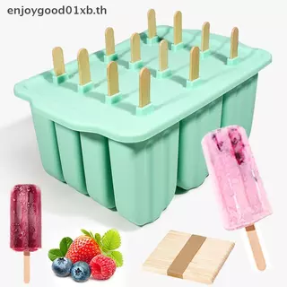 EDTH 12 แม่พิมพ์ไอศกรีมตัดง่าย Demold ซิลิโคน Popsicle ถาดสําหรับตู้แช่แข็งโฮมเมด Ice Cube พร้อมฝาปิดขนมหวานในครัว
