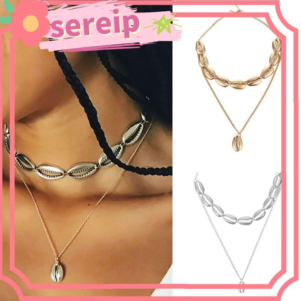 SEREIP Multilayer Shell Necklace Fashion Chain Choker Golden Bohemian