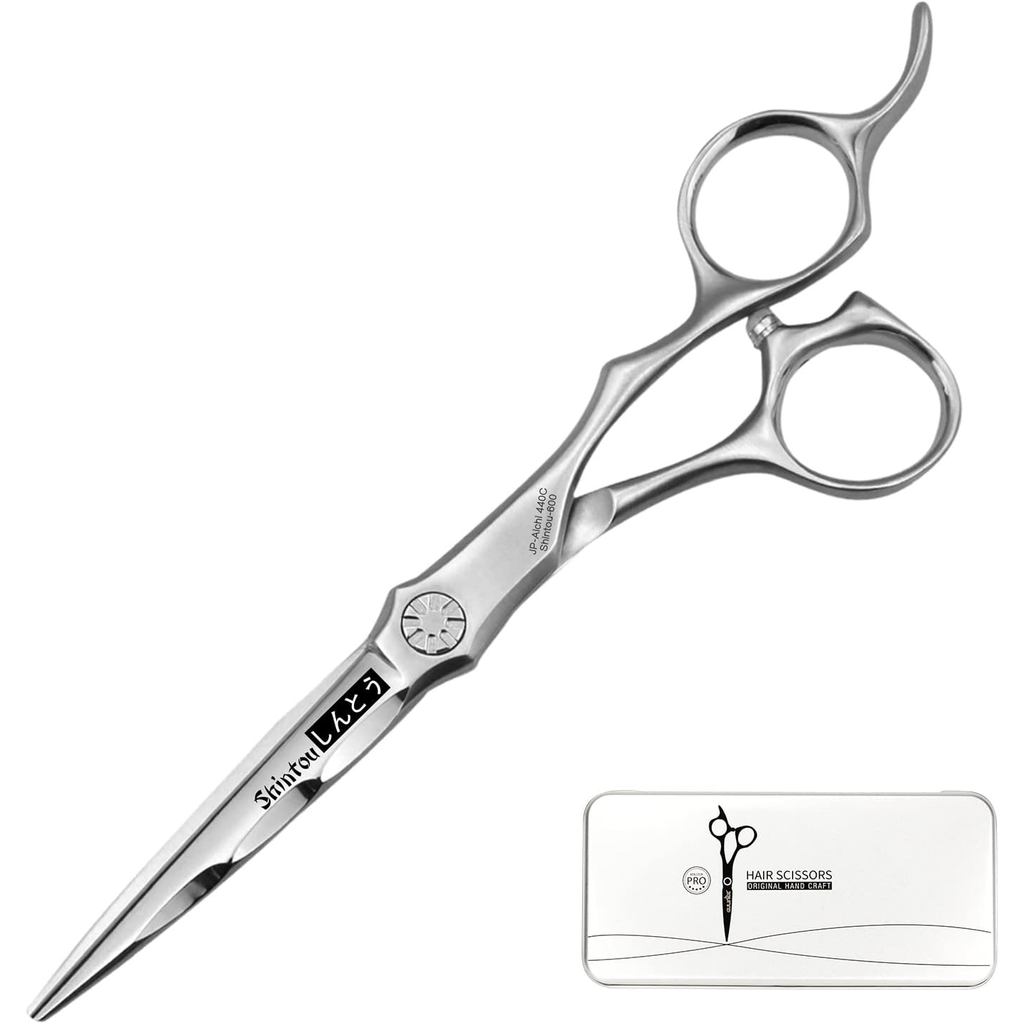 ตัดเปียกและแห้งกรรไกรตัดผมมืออาชีพกรรไกรตัดผมญี่ปุ่น Aichi SUS440C สแตนเลสตัดผมร้านทําผม (6.0" Wet&D