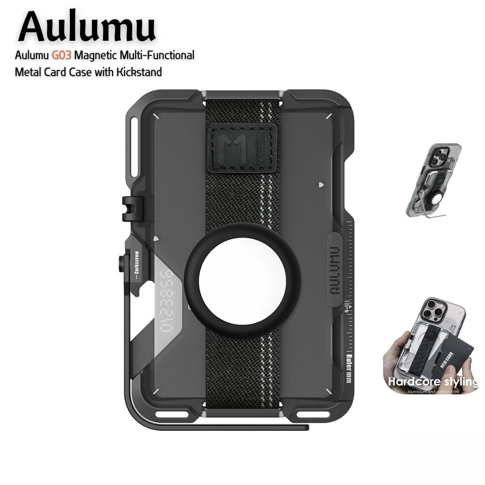 Aulumu G03 Magnetic Multi-Functional Metal Card Case Kickstand - Magnetic Wallet สารพัดประโยชน์ฟังก์