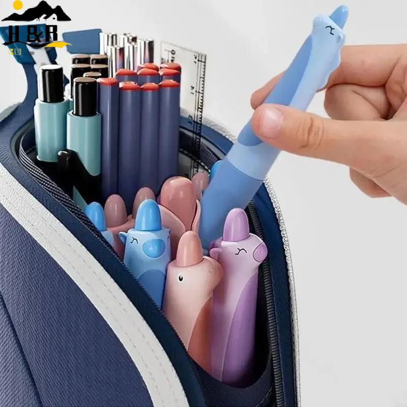 H&B 2 in 1 Vertical Pencil Case Stand Up Pen Holder Portable Stationery Bag for Office School Children {th}