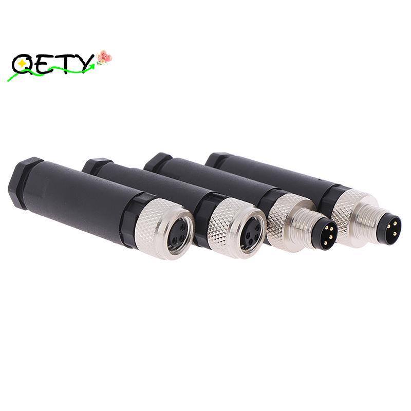 [qetyellow] 1 PC M8 Sensor Connector 3/4 Pin ปลั๊กมุมตรงชาย/หญิง TH