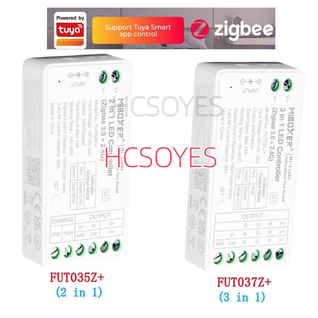 MIBOXER Zigbee 3.0 FUT035Z + 2in1/FUT037Z +3in1 2.4G Strip Controller DC12-24V สําหรับสีเดียว Dual ส