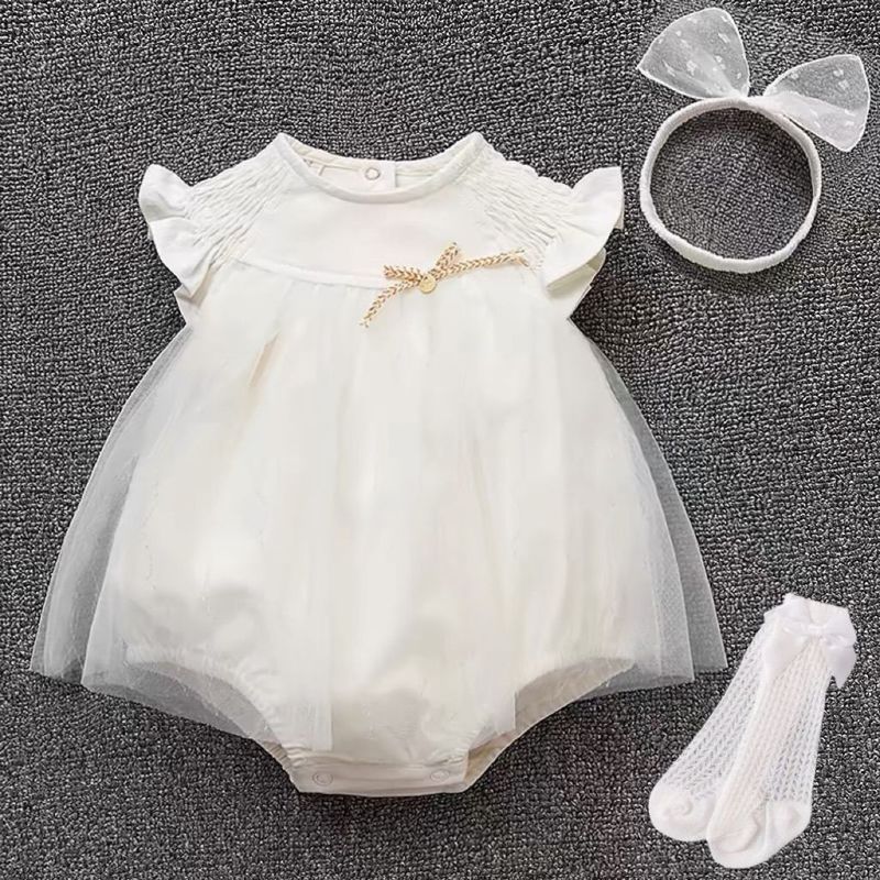 พร้อม เสื้อผ้าเด็ก One-Year-Old Baby Girl One-Day Princess Romper Dress ทารกแรกเกิด One-Month One-Da