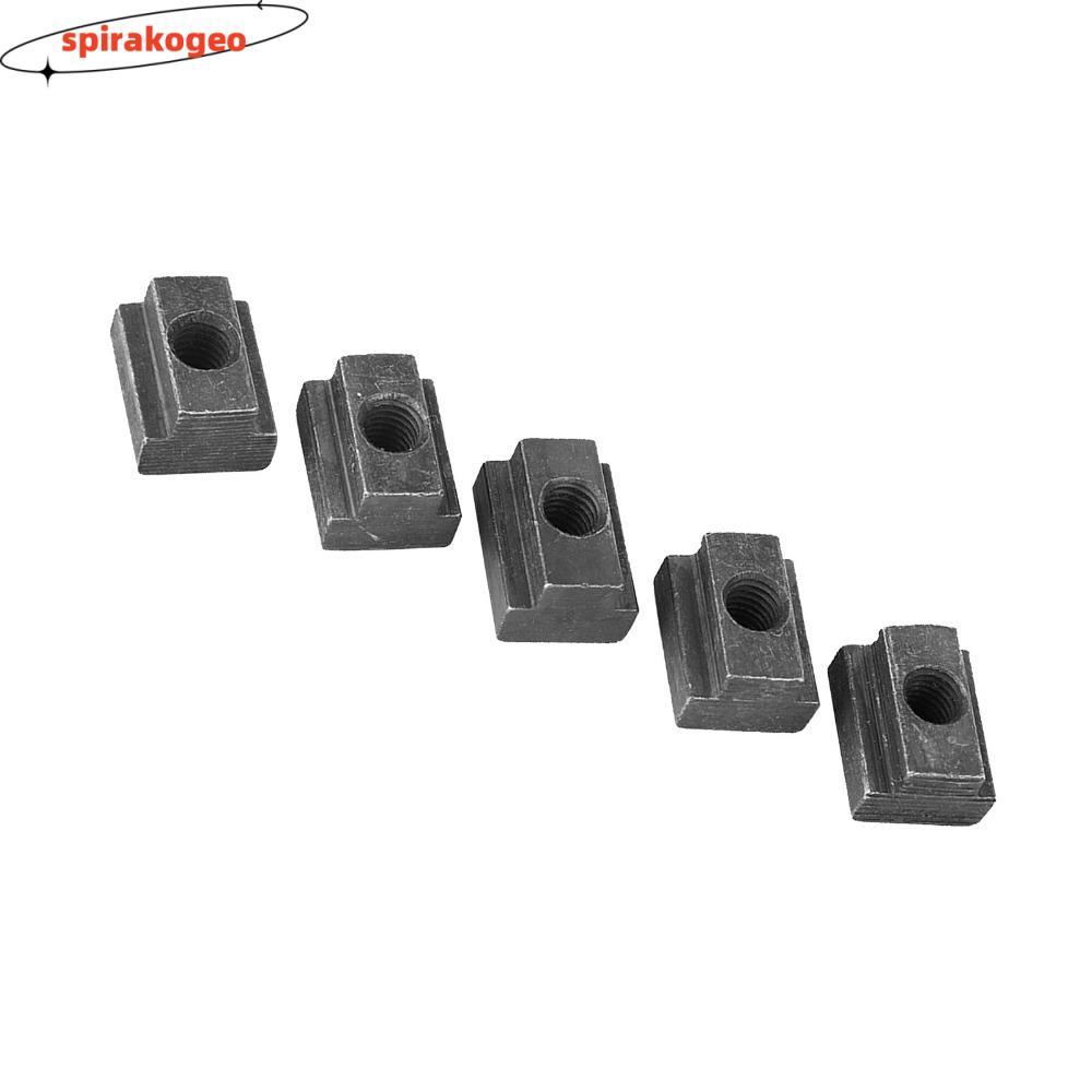 SPIRAKOGEO 5 ชิ้น T-Slot Nut, เกรด 8.8 M8 ด้าย T Slot Nuts, 45 เหล็กคาร์บอนสีดําออกไซด์ค้อนหัว Faste