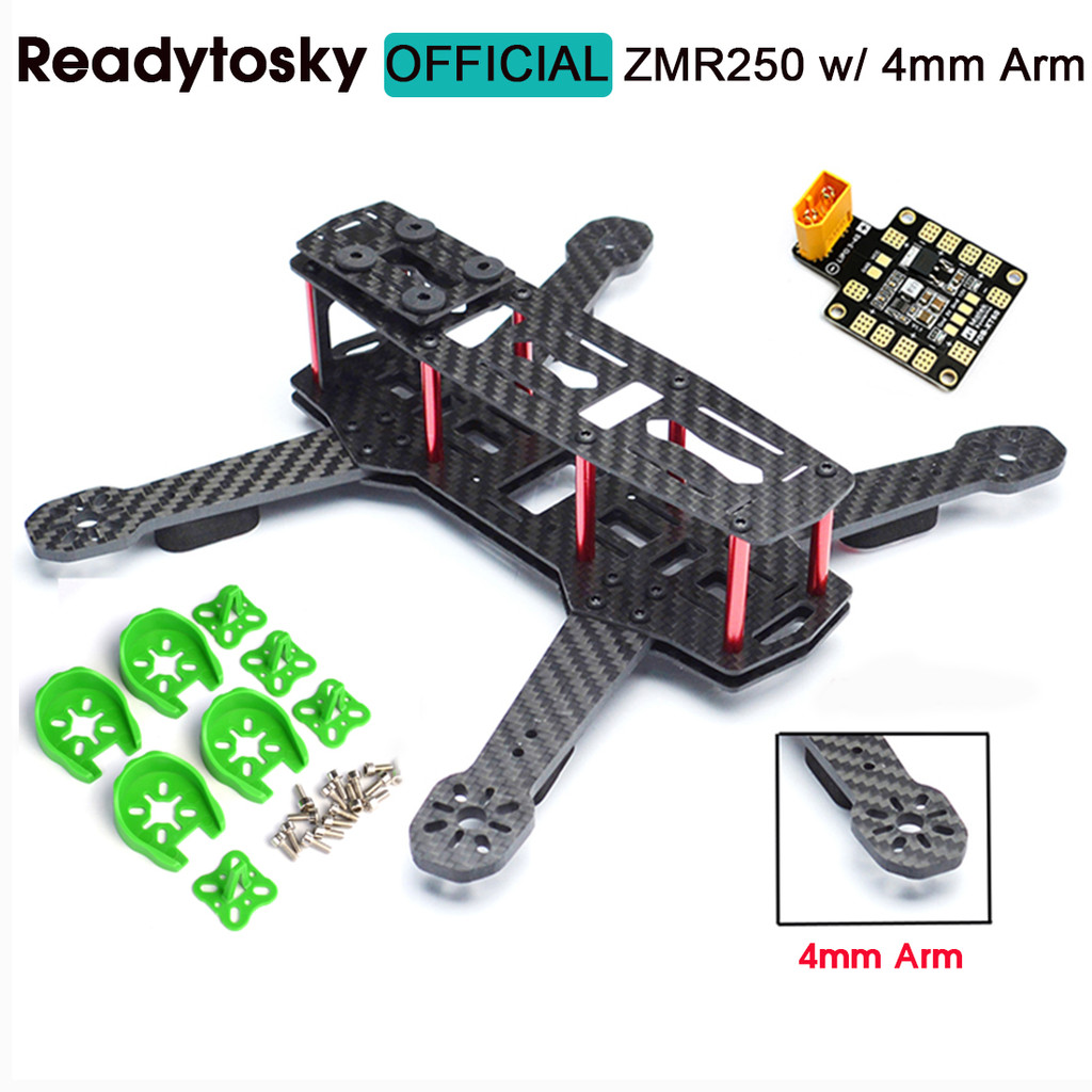 FL โครงเครื่องบินควอดคอปเตอร์ DIY FPV ZMR250 V2 สำหรับแข่งแบบครอส พร้อมแขน 4 มม. มินิโดรน H250 คาร์บ