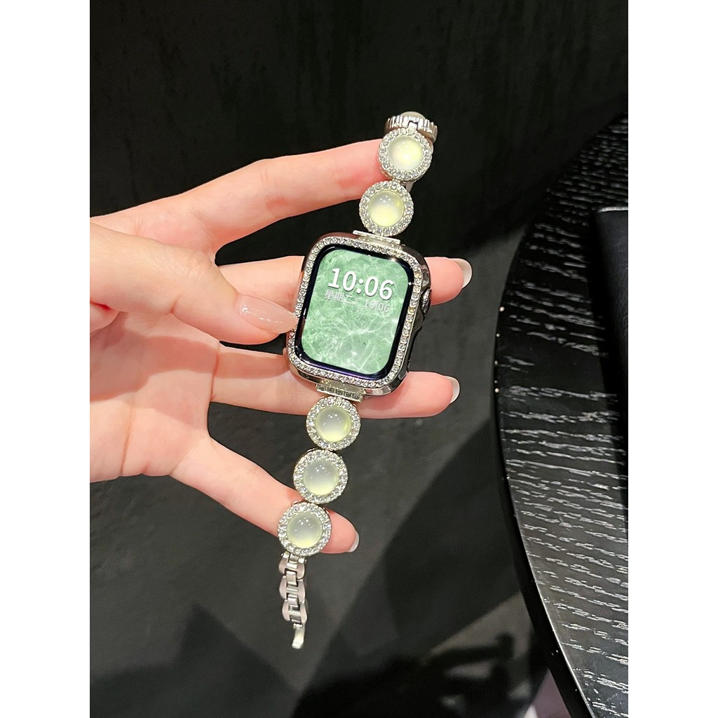 Cats Eye Stone สําหรับ iWatch Diamond Strap S11 46mm S10 อัญมณีสร้อยข้อมือ 41mm S9 8 7 iWatch Ladies