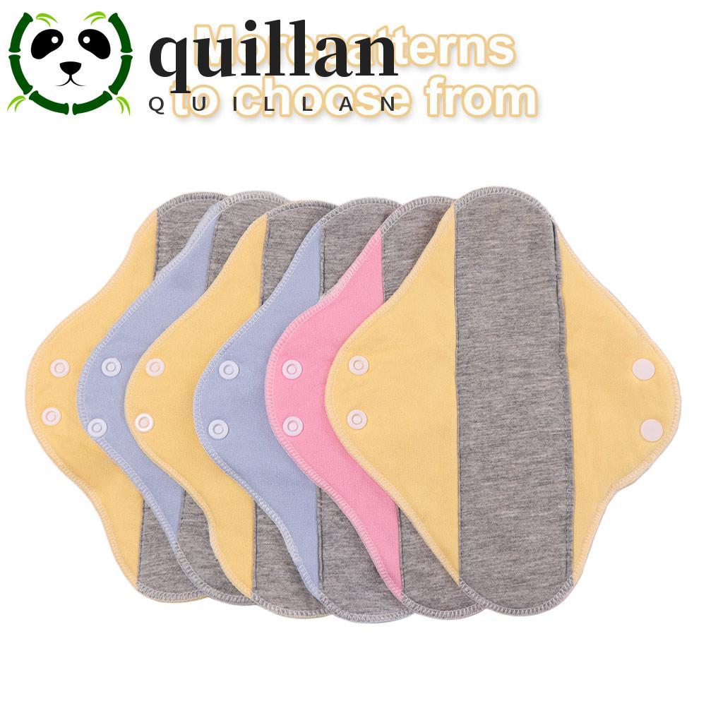 QUILLAN 6 ชิ้นประจําเดือนแผ่นผ้า,ล้างทําความสะอาดได้ Graphene ผ้าอนามัย, ปะเก็นนุ่มนํากลับมาใช้ใหม่ 23 ซม. Panty Liner Night