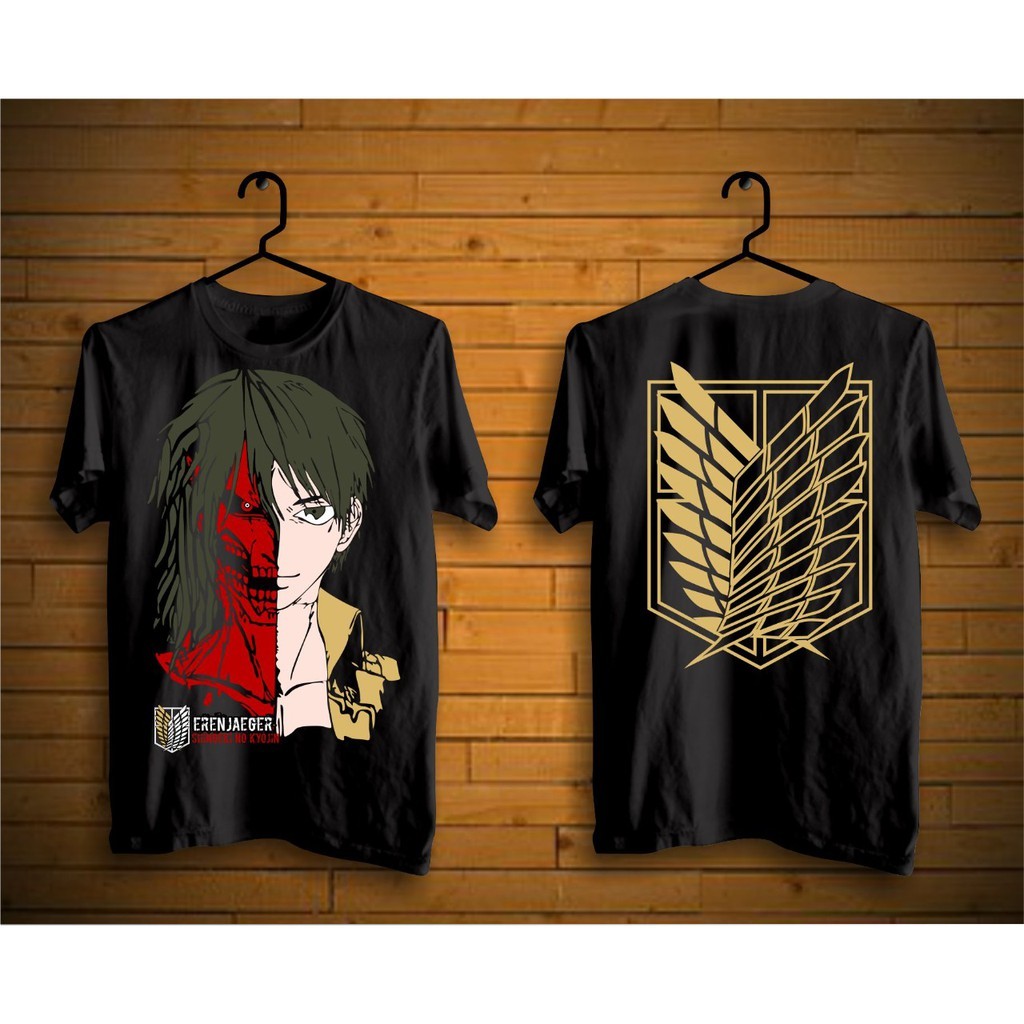 เสื้อยืดอนิเมะ - Eren Jaeger {Attack on Titan (AOT)} เสื้อยืดคอตตอน