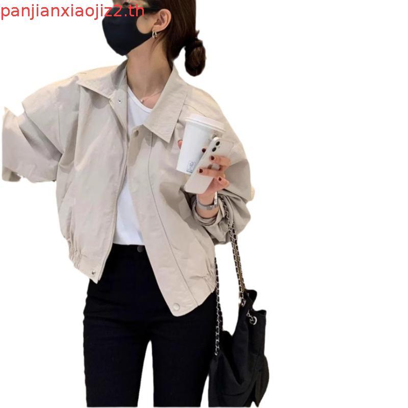 (Trendy2)  เสื้อโค้ทลําลองเสื้อกันลม/เสื้อโค้ทซิปกระดุมกันน้ําสําหรับผู้หญิง LNA34140 (แอปริคอท)