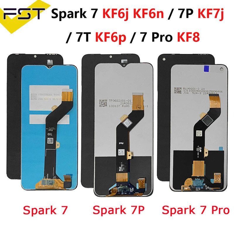 สําหรับ Tecno Spark 7 จอแสดงผล KF6J KF6N LCD Touch Screen Digitizer สําหรับ Tecno Spark 7P KF7j LCD 
