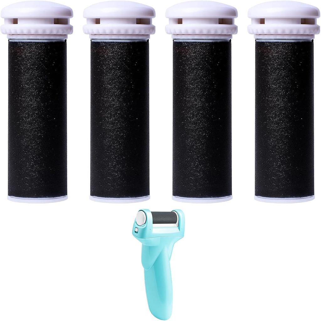 รีฟิลสําหรับ Emjoi Micro Pedi, ลูกกลิ้งทดแทน 4 แพ็ค, เข้ากันได้กับอุปกรณ์ดูแลเท้า Emjoi Micro, ระบบก