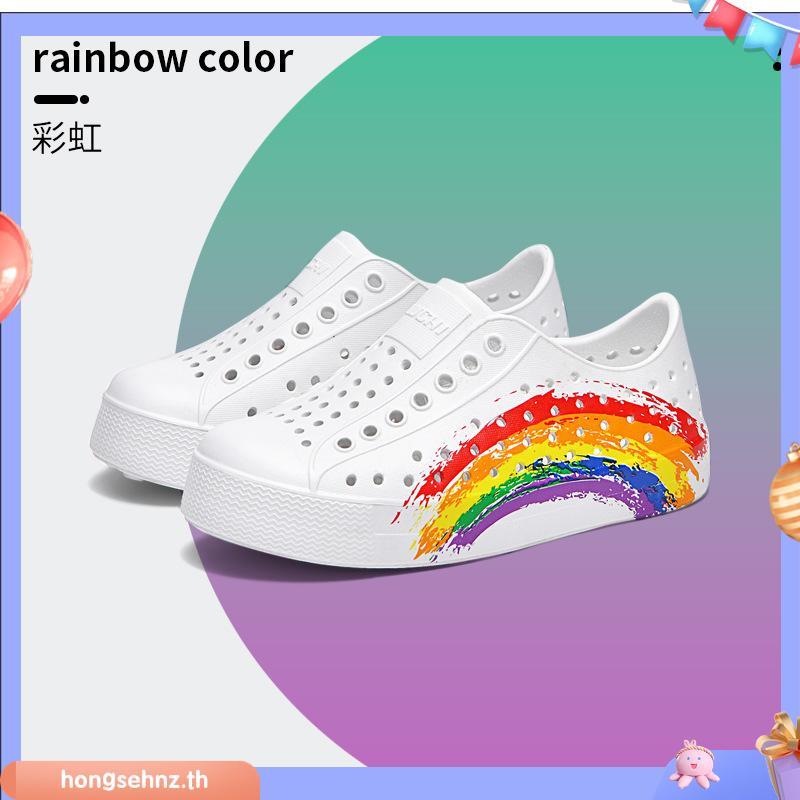 รองเท้าพลาสติก NATIVE WNC รูปการ์ตูนแฟชั่น, รองเท้าไม่มีส้นแบบมีรู, รองเท้ากันฝน NATIVE กันลื่นสวมใส