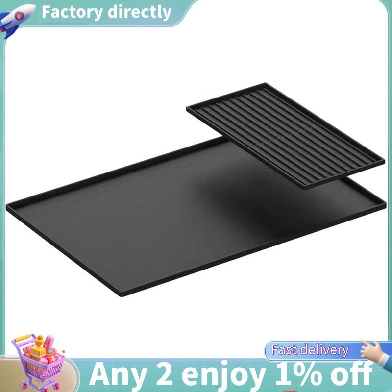 E7-2-In-1 ซิลิโคนกาแฟบาร์ขนาดใหญ่ลื่น Counter Protector (60x40 ซม.) ทนความร้อนสําหรับ Espresso/Cafe/