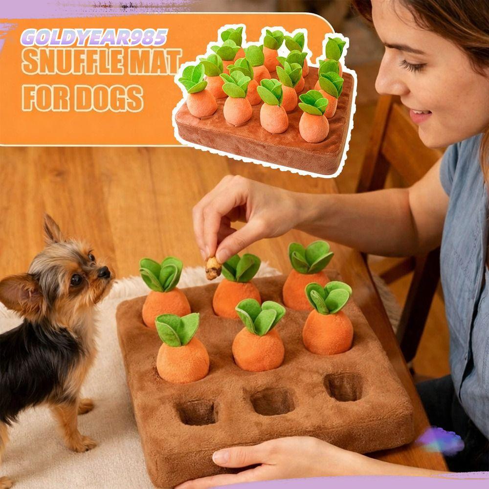 GOLDYEAR985 Interactive ปริศนาของเล่น,จิตกระตุ้นความเครียดบรรเทาแครอท Snuffle Mat,แครอทที่ถอดออกได้ Interactive Feeding Foragingช้า Feeder สุนัขแมว