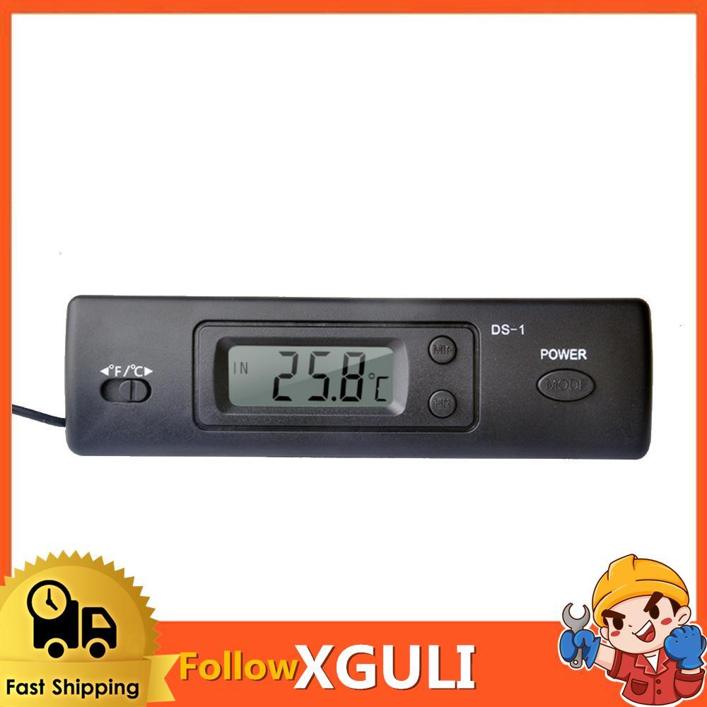 xguli เครื่องวัดอุณหภูมิในรถยนต์ขนาดเล็กพร้อมจอแสดงผล LCD สลับได้อย่างรวดเร็ว ? / ใช้กลางแจ้งการวัดอุณหภูมิระยะไกลวัสดุ ABS สีดำ