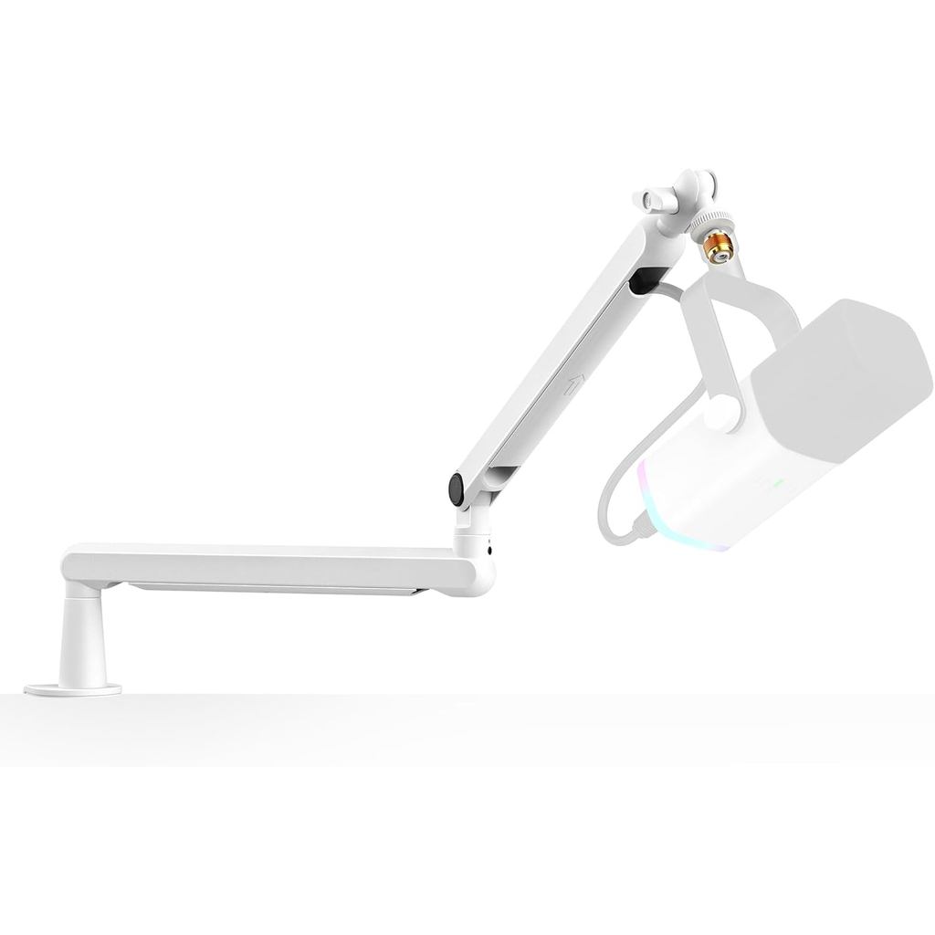 FIFINE Boom Arm Mic Stand, Low Profile Microphone Arm Stand, Podcast Mic Boom Arm with Desk Mount, C