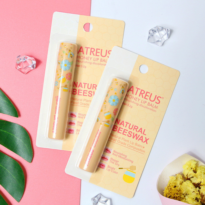 ขายร้อน#一般贸易 Thailand ATREUS Honey Lip Balm Moisturizing Anti-Drying Bee Lip Balm day