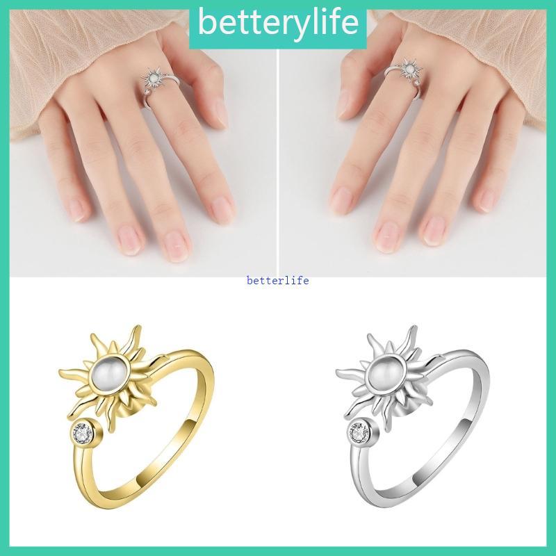 แหวนปรับขนาดลายดอกไม้ทำจากทองแดง-spinner ring ลดความกังวล
