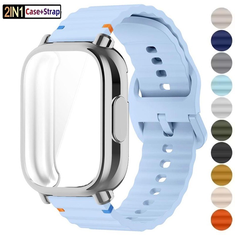เคสTPU + สายซิลิโคนWaveสําหรับRedmiนาฬิกา 5Active Screen ProtectorกรอบกีฬาBRACEeletสําหรับRedmiนาฬิกา5Lite Band