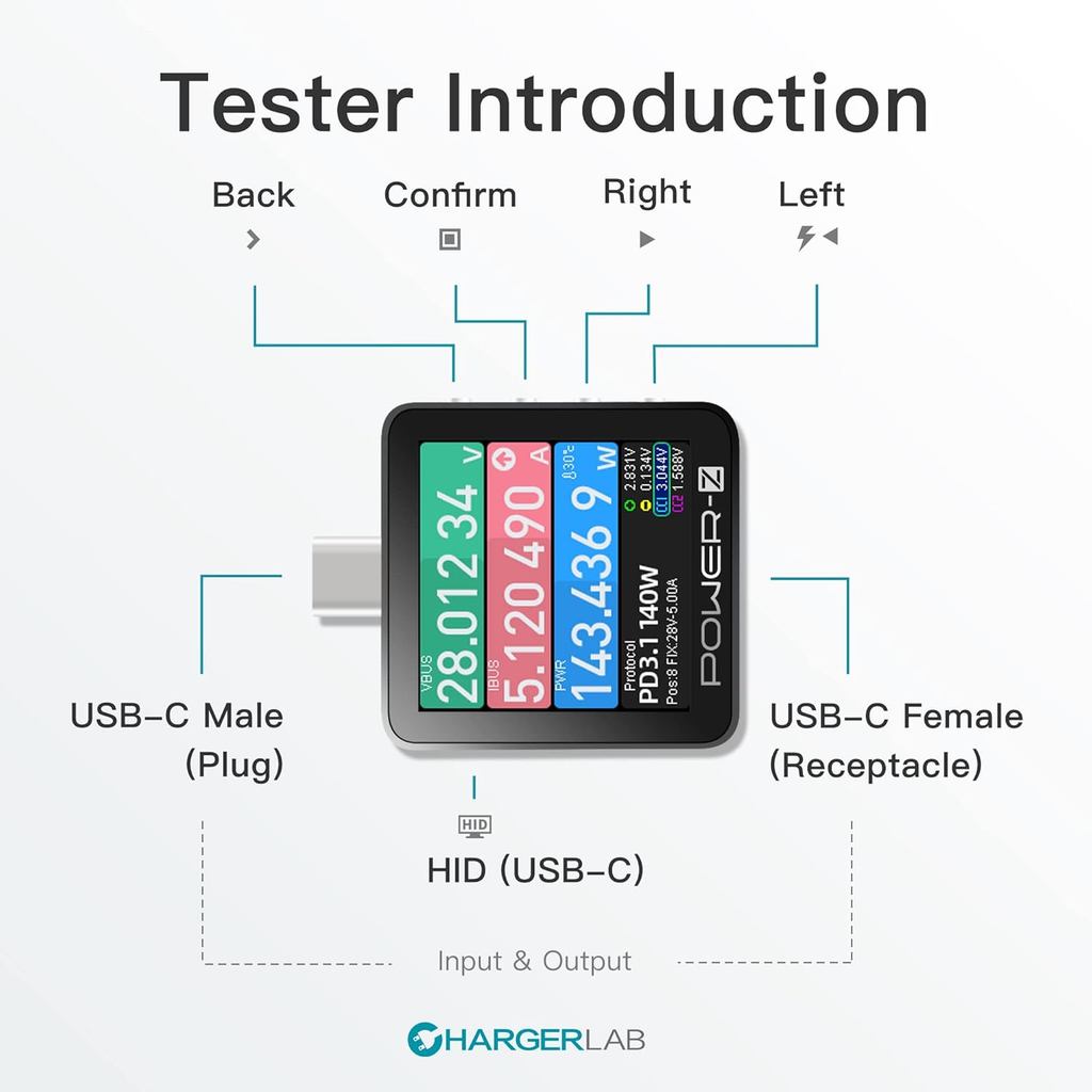 ChargerLAB Power-Z KM003C แบบพกพา USB-C Fast Charging Tester PD3.1 QC5.0 ดิจิตอลโวลต์มิเตอร์และแอมป์