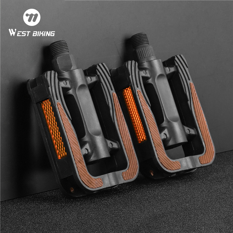WEST BIKING Dual-Side Reflective Bicycle Pedals Wide Platform Anti-Slip MTB Road Pedals  Night Ridin