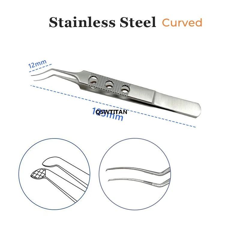 Capsulorhexis Forceps สแตนเลส Arcuate Dihedral ไทเทเนียม Ophthalmic Forceps เครื่องมือเครื่องมือผ่าต