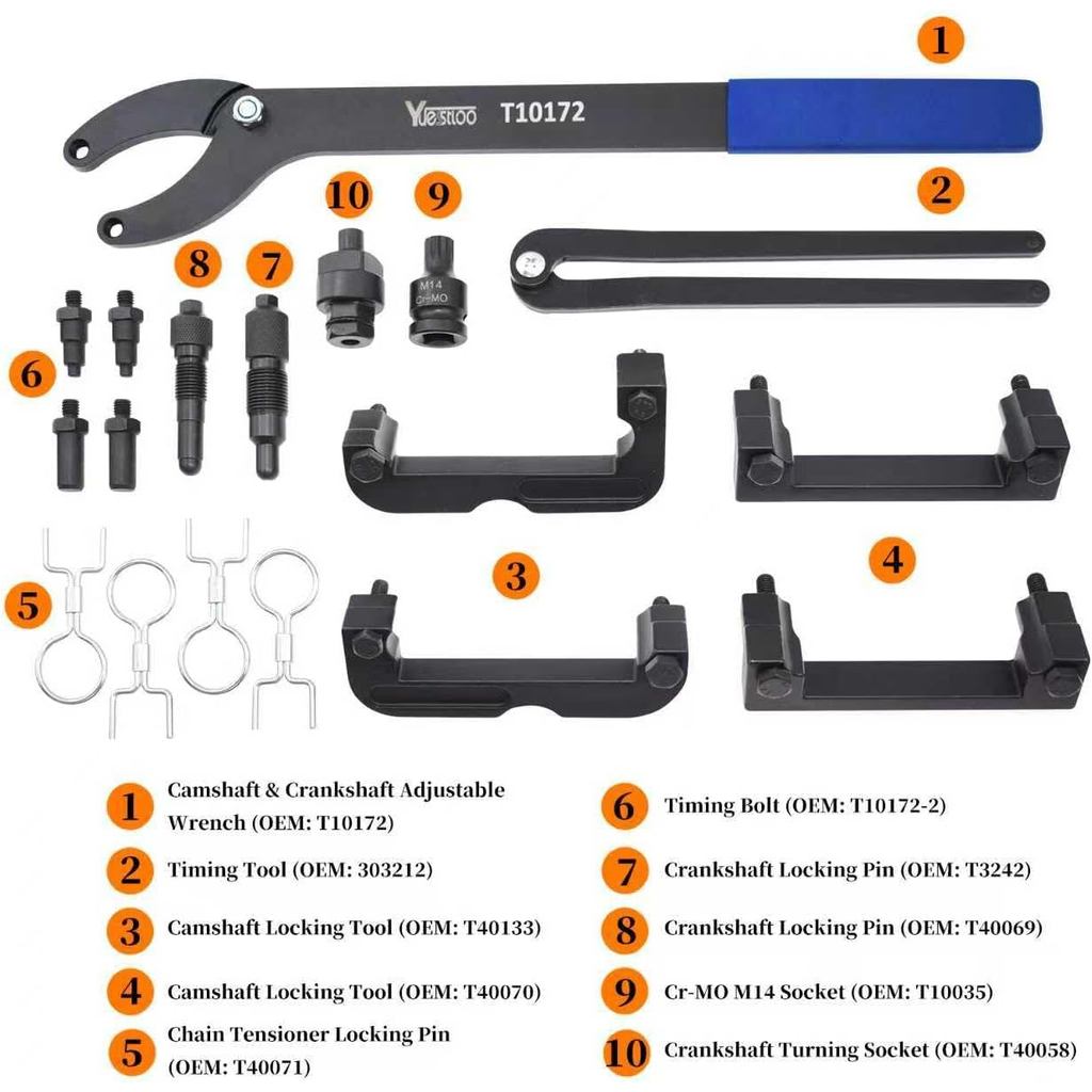 เครื่องยนต์ Camshaft ล็อคชุดเครื่องมือ,ใช้งานร่วมกับ VW Audi 2.0 2.4 2.5 2.8 3.0T 3.2 4.2 5.0 5.2, T