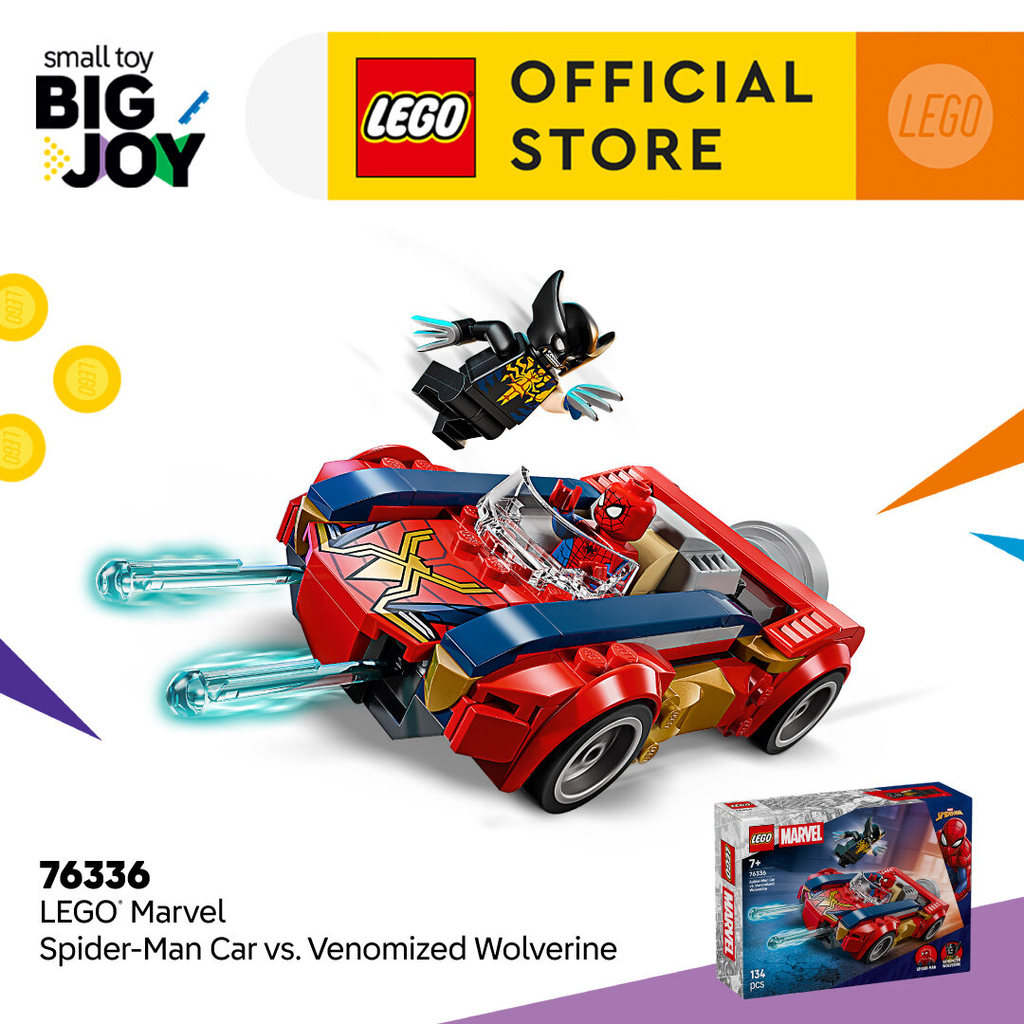 LEGO Super Heroes Marvel 76336 Spider-Man Car vs. Venomized Wolverine (134pcs.), Building Blocks, Kids Toy