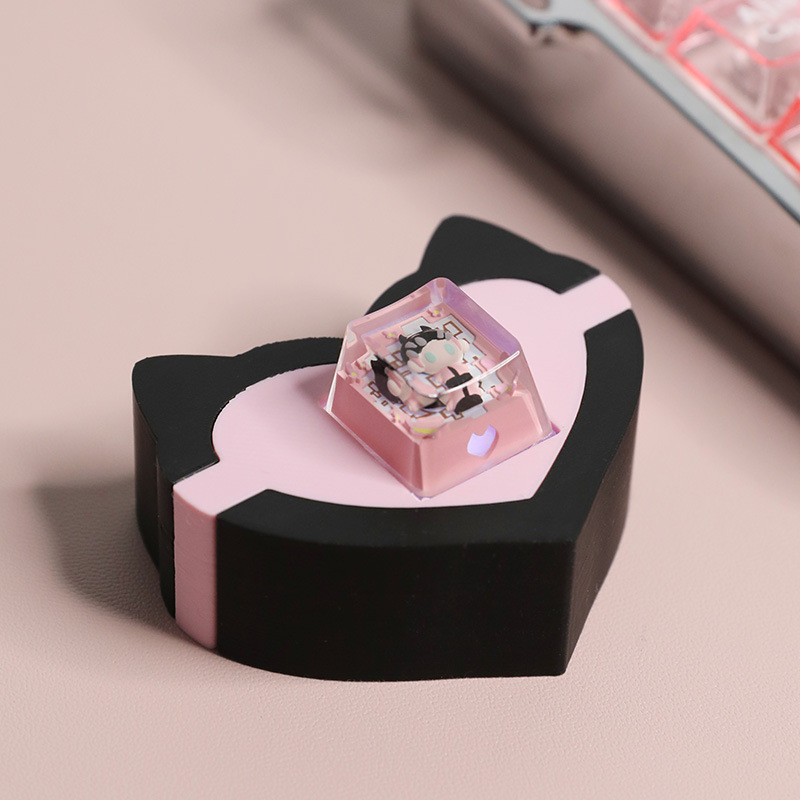 Valorant Clove Keycap กล่องแสดง Creative Magnetic Light แสดงกรณี Keycap สีชมพูน่ารัก 3D Valorant Key