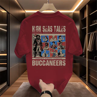 Basi💥 เสื้อยืด oversize unisex สกรีนหน้าหลัง ลาย "BUCCANEERS" เนื้อผ้าเกรดพรีเมียม คอกลม ใส่สบาย