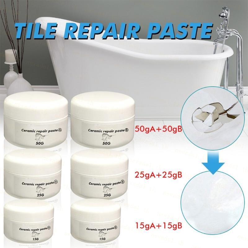 ʚɞ Ne ʚɞ Tub Patching Repair Kit สําหรับกระเบื้องอ่างสีขาวห้องน้ํา Porcelain Ceram A+B