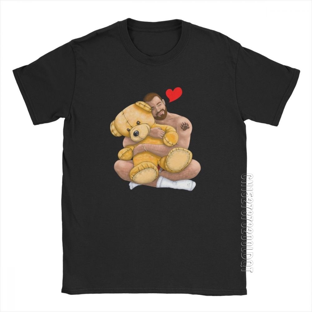 Bear Hug Casual T Shirt Men Gay Bear Art Pride Grrr LGBT Male Tshirt Clothes Graphic Tee Shirt Cotto