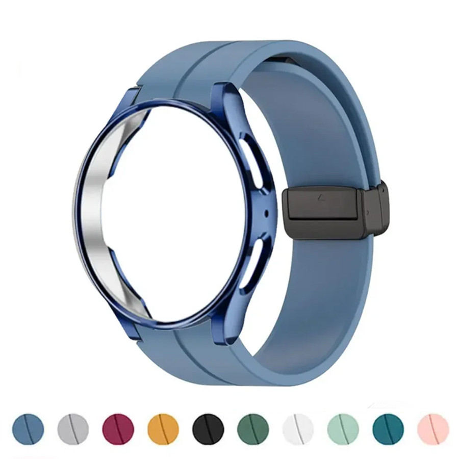 Silicone Strap+Case For Samsung Watch 4/5/6/7 40 44mm Watch 5Pro 45mm Magnetic Buckle Band Galaxy Watch 4 Classic 46mm