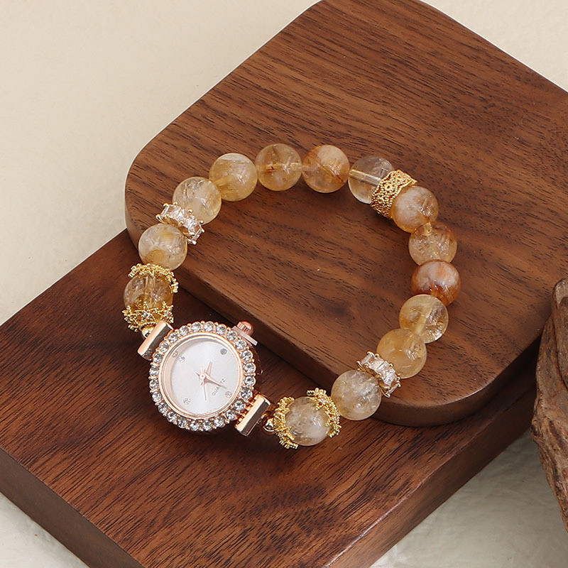 {FOREST} Niche Design Natural Amethyst Super Seven Yellow Tower Crystal Bracelet Watch Female Transf
