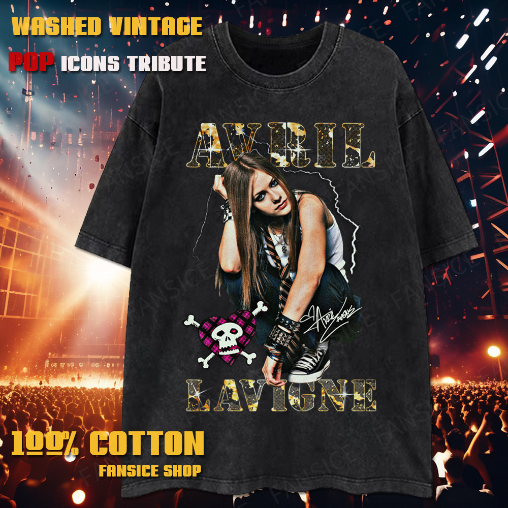 เสื้อยืดวินเทจ ฝ้าย100% ลายล้าง Avril Lavigne นุ่มสบาย ระบายอากาศดี สวมใส่สบาย 🔥โปรโมชั่น!
