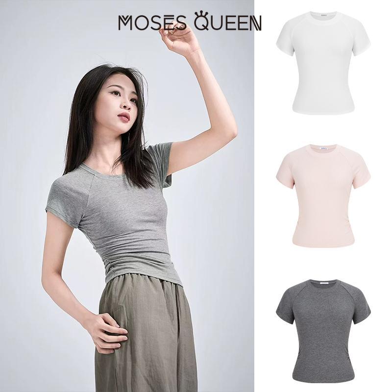 MOSESQUEEN 2026 สเวตเตอร์แขนสั้นทรงกระชับแบบสลิมฟิต สวมใส่ได้ทั้งภายในและภายนอก เหมาะสำหรับใส่ประจำวัน #63441